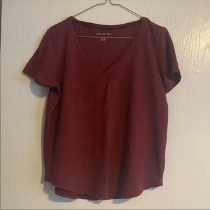 Maroon American Eagle V Neck Shirt